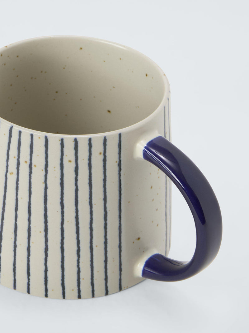 John Lewis stoneware mug vertical stripe blue white 330ml (British brand)