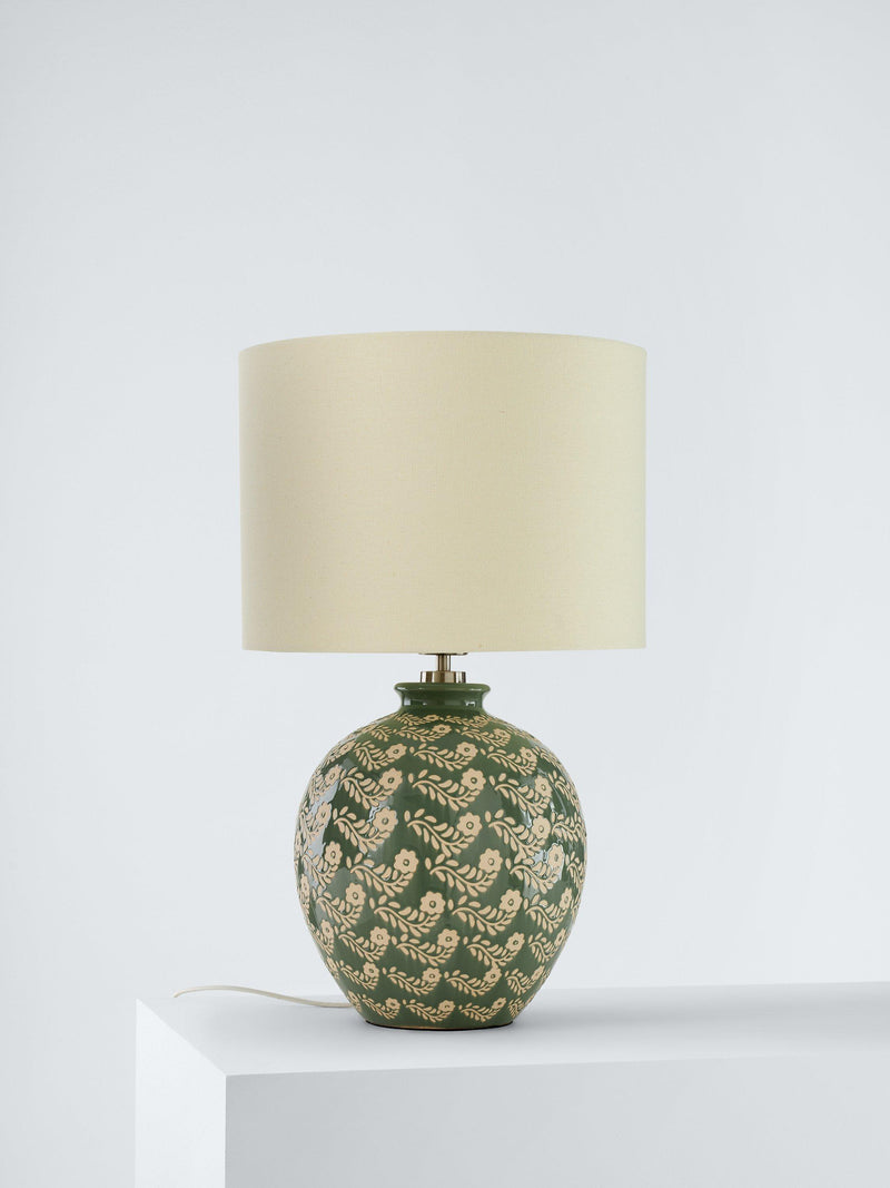 John Lewis Agnes ceramic floral table lamp green - British product