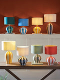 John Lewis Burano stripete keramisk bordlampe med skjerm, UK-versjon