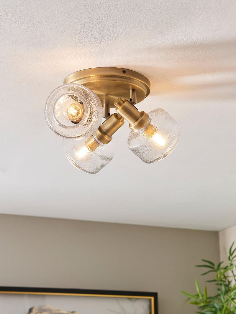 John Lewis Ruisseau 3-arm spotlight ceiling plate matte antique brass - British product
