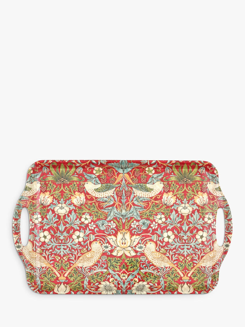 Morris & Co. large handled melamine tray with Strawberry Thief design, imported from the UK