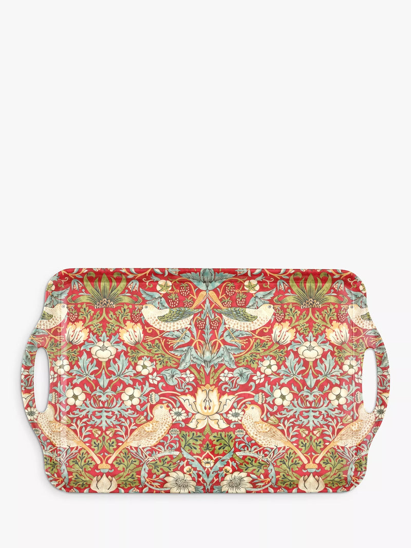 Morris & Co. large handled melamine tray with Strawberry Thief design, imported from the UK