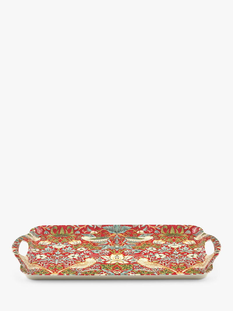 Morris & Co. large handled melamine tray with Strawberry Thief design, imported from the UK
