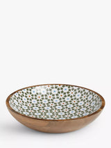 John Lewis Lisbon Tile Serving Bowl 38cm in FSC-Certified Mango Wood, Natural/Green- Buy online at McGrocer