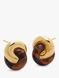Monica Vinader tiger's eye stud earrings gold vermeil, UK version