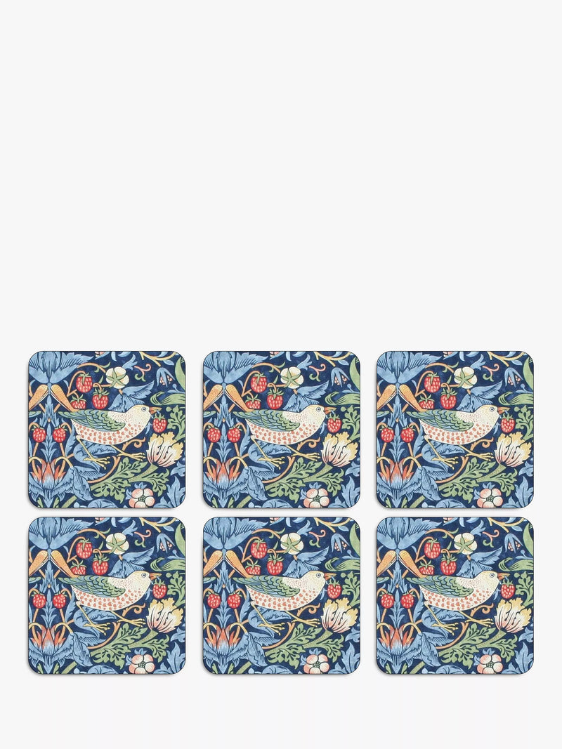 Morris & Co. Strawberry Thief coasters set of 6 (British brand)