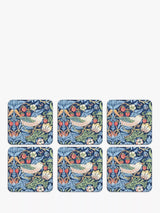 John Lewis Morris & Co. Strawberry Thief Pure Morris Cork-Backed Coasters, Set of 6- Buy online at McGrocer