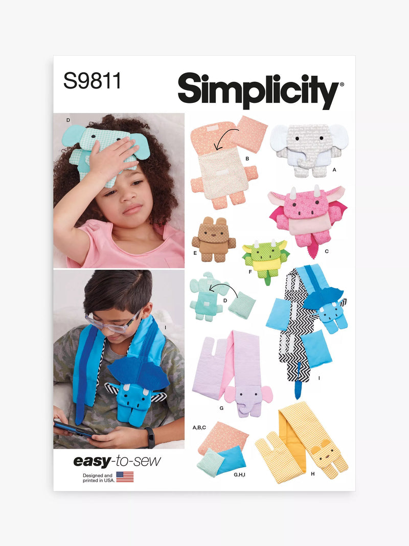 Simplicity children's warm cool packs sewing pattern S9811, imported from the UK