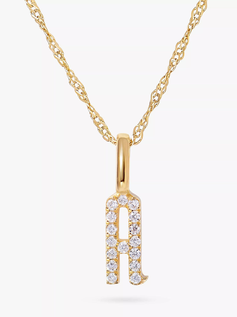 Edge of Ember 14ct gold diamond initial pendant 0.05ct, UK version