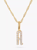 John Lewis Edge of Ember 14ct Gold Diamond Initial Pendant Necklace 40cm- Buy online at McGrocer