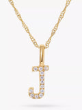 Edge of Ember 14ct Gold Diamond Initial Pendant Necklace 40cm