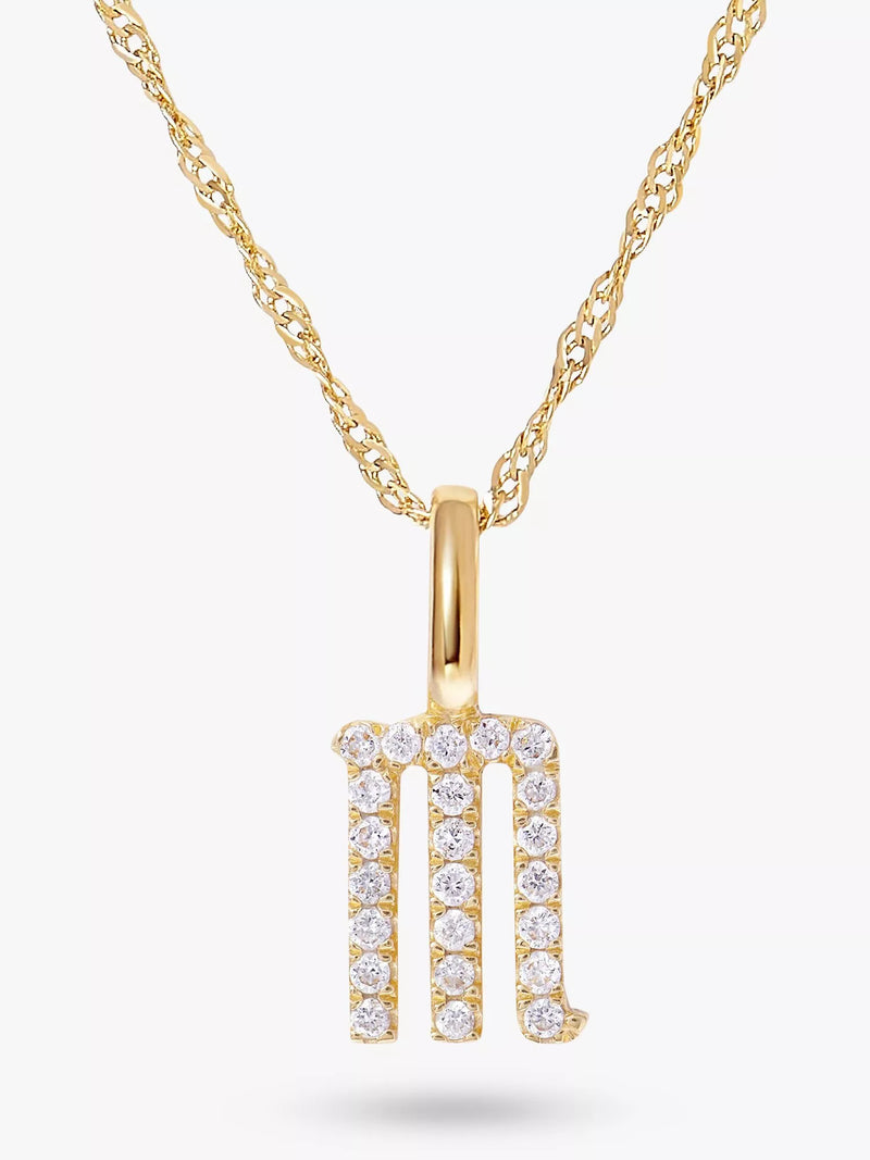 Edge of Ember 14ct Gold Diamond Initial Pendant Necklace, M