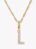 Edge of Ember 14ct Gold Diamond Initial Pendant Necklace, L