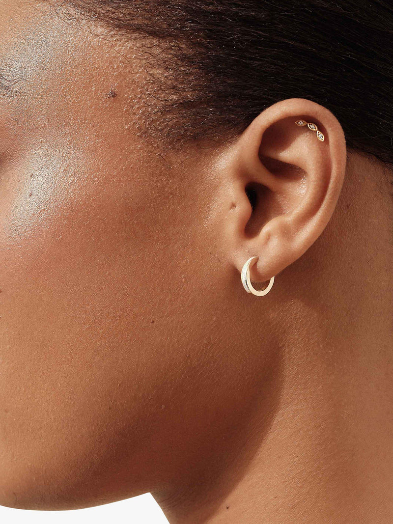 Edge of Ember 14ct gold opal huggie hoop earrings (British brand)