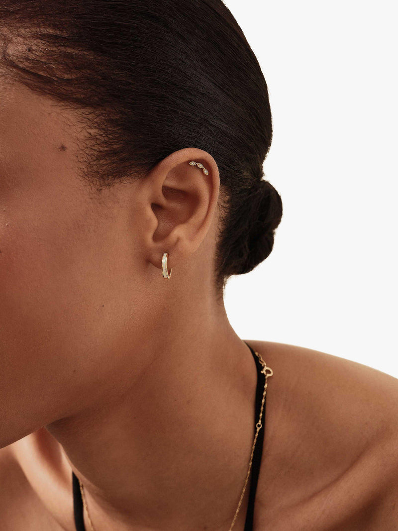 Edge of Ember 14ct gold opal huggie hoop earrings (British brand)