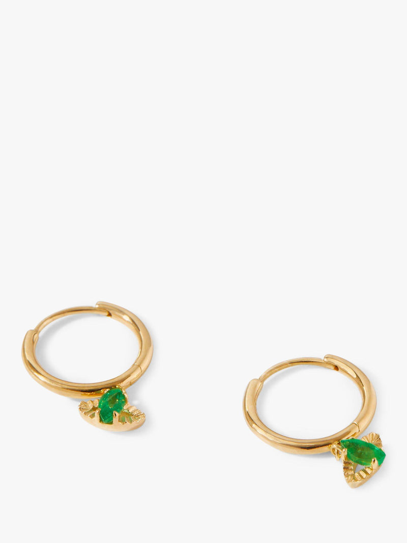 Edge of Ember 14ct gold emerald evil eye hoop earrings, UK version