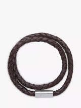 John Lewis BARTLETT LONDON Men's Woven Leather Double Wrap Bracelet Brown- Buy online at McGrocer