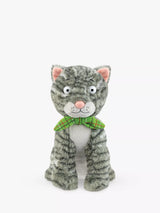 John Lewis Cat Soft Toy with Green Scarf and Bean Fill- Buy online at McGrocer