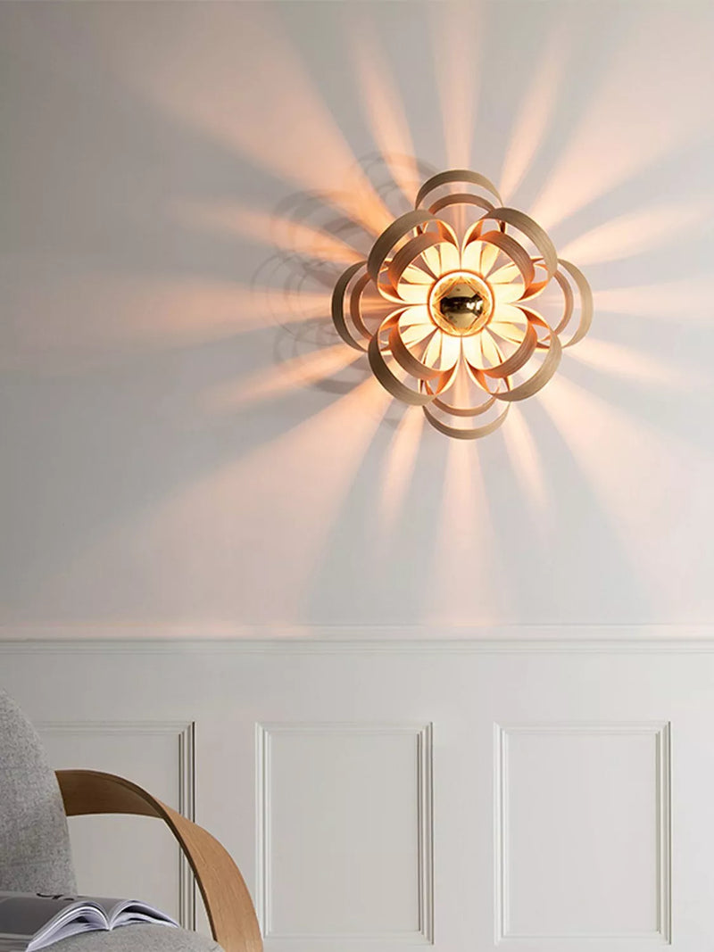 Tom Raffield Skipper wall light wood petals, UK version