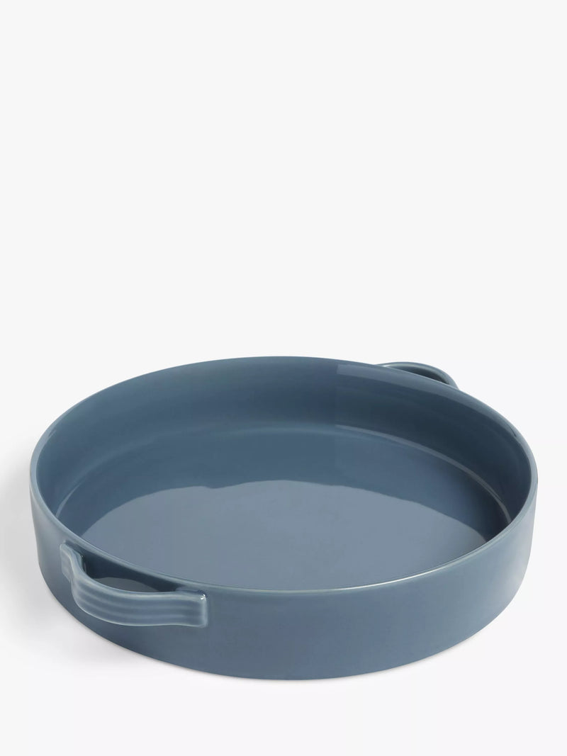 John Lewis blue round stoneware pie dish 26.5cm, UK version