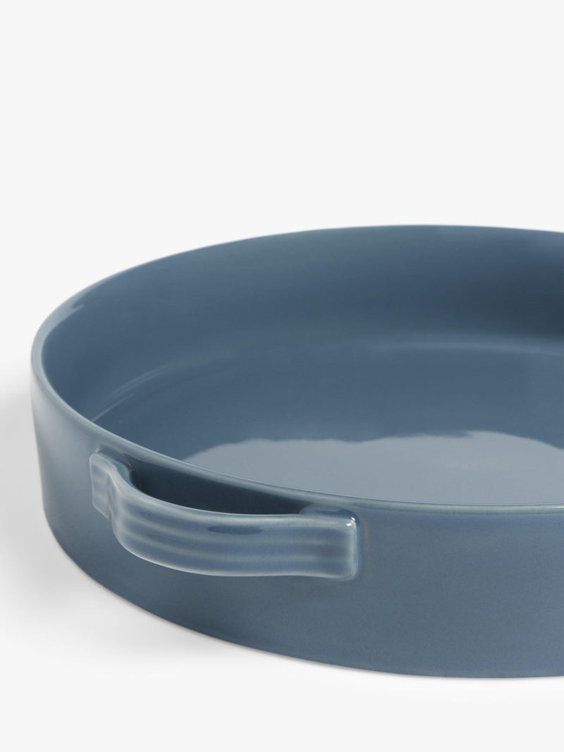 John Lewis blue round stoneware pie dish 26.5cm, UK version