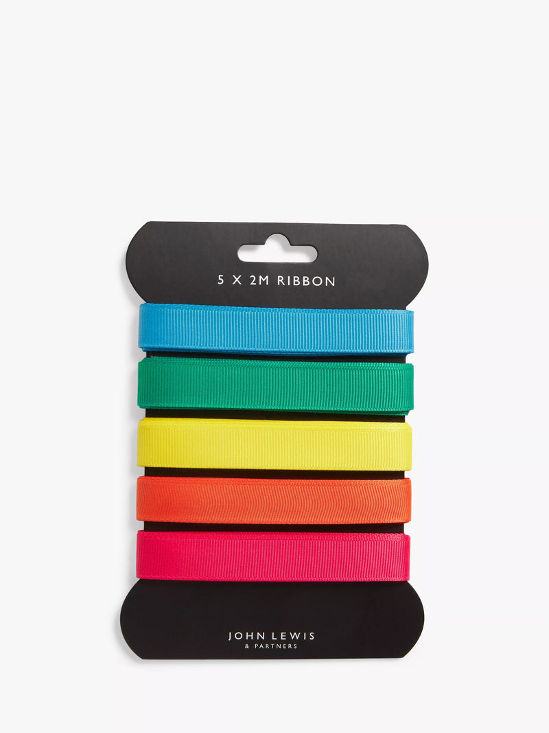 John Lewis Brights Gift Ribbons set of 5 multi (British brand)