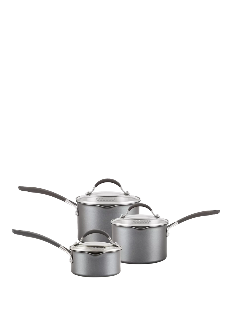 Circulon ScratchDefense saucepan set 3 piece, imported from the UK