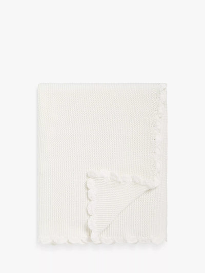 John Lewis Scalloped Cotton Baby Blanket, 100 x 80cm- Buy online at McGrocer
