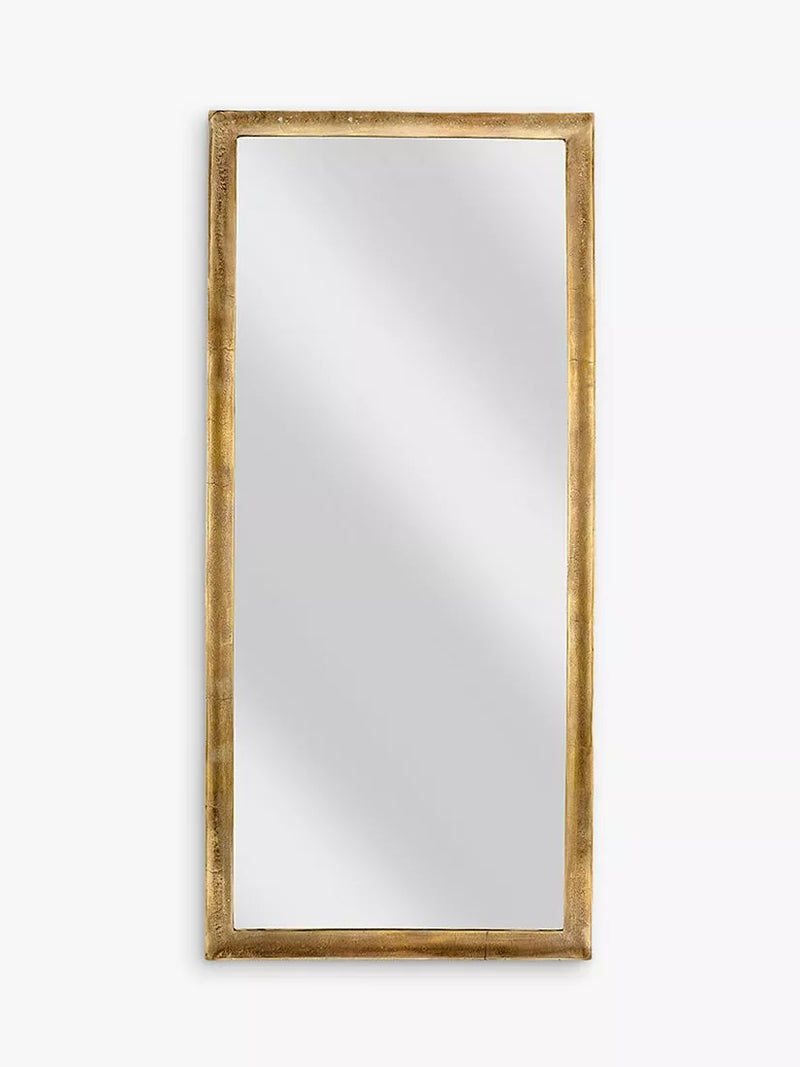 nkuku Yadur full-length brass wall mirror 166x75cm, UK version