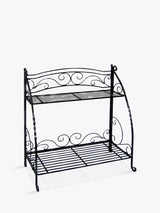 John Lewis VegTrug Folding Swirl Steel Indoor/Outdoor Plant Stand, 2 Shelves, Black- Buy online at McGrocer