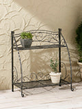 VegTrug folding swirl steel plant stand with two shelves, imported from the UK