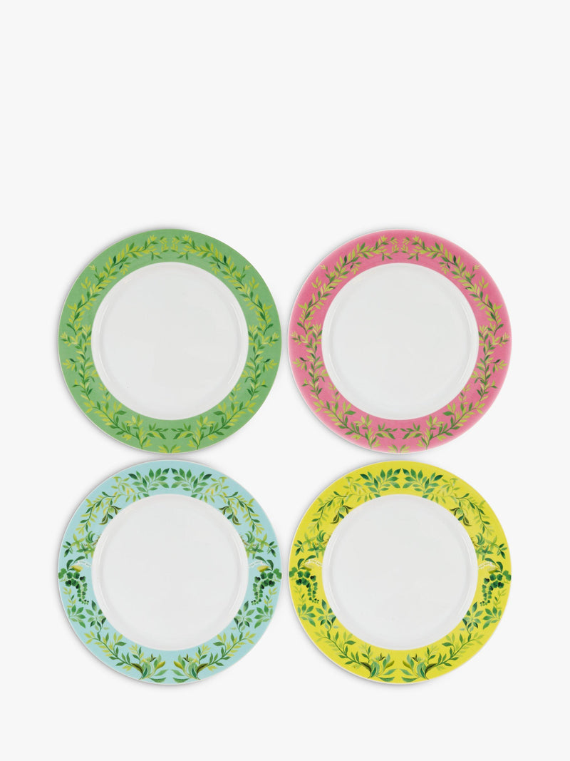 Designers Guild Ikebana porcelain dinner plates set of 4, 27cm, multi floral patterns - British product