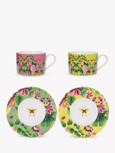 John Lewis Porcelain Cup and Saucer Set with Floral Pattern, 2 Pieces, 220ml- Buy online at McGrocer