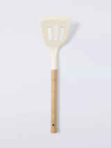 John Lewis John Lewis Wood Handle Silicone Head Slotted Turner, FSC-Certified Oak Wood, Cream- Buy online at McGrocer