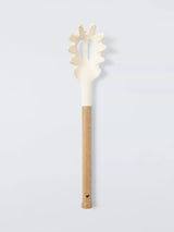 John Lewis Wood Handle Silicone Spaghetti Spoon with FSC-Certified Oak Wood in Cream- Buy online at McGrocer