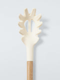 John Lewis wood handle silicone head spaghetti spoon with FSC-certified oak wood in cream, UK version