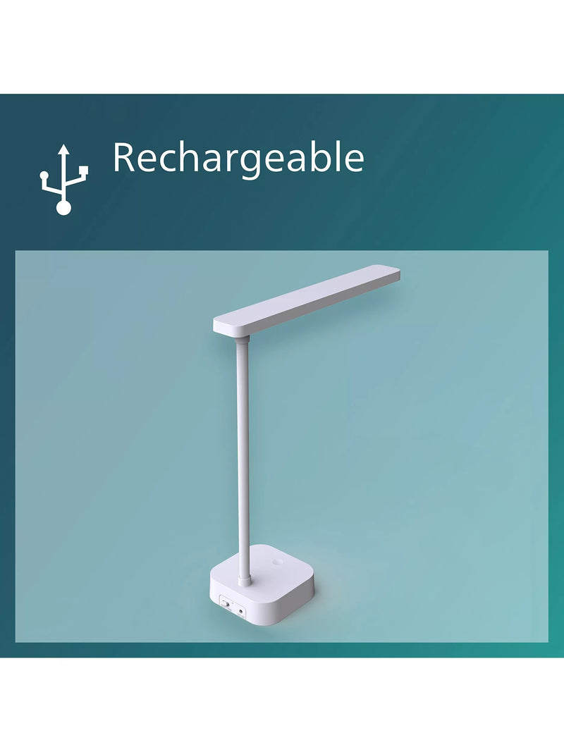 Philips Tilpa portable LED desk lamp, white - British product