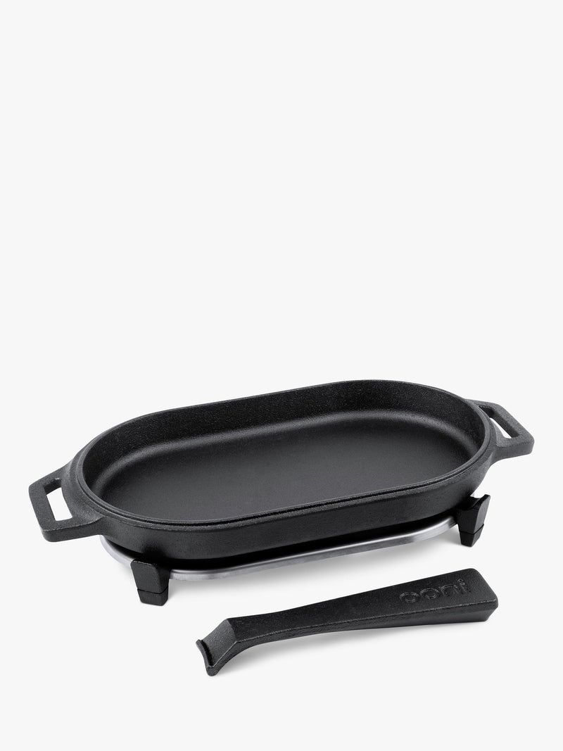 Ooni cast iron sizzler pan with trivet, imported from the UK