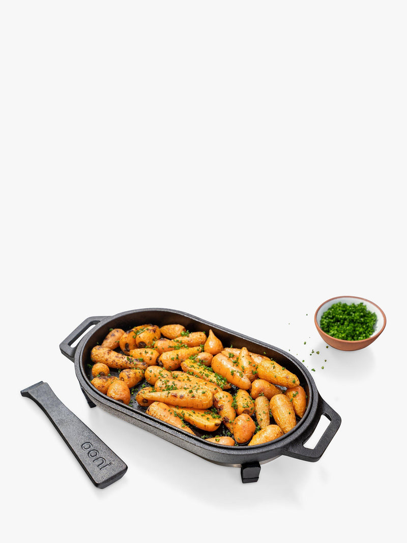 Ooni cast iron sizzler pan with trivet, imported from the UK