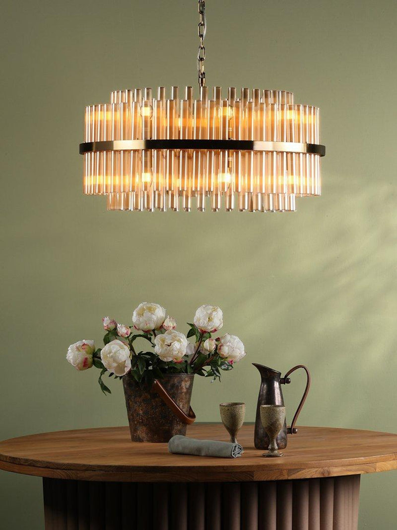 Där Imani glass pendant ceiling light brass champagne, UK version