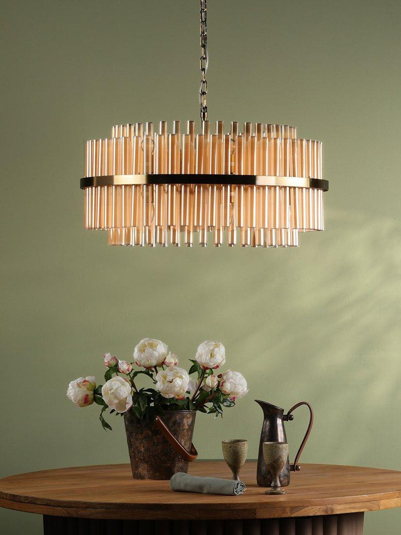 Där Imani glass pendant ceiling light brass champagne, UK version