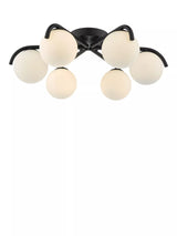 John Lewis Där Orlena 6 Arm Opal Glass Semi Flush Ceiling Light, Black- Buy online at McGrocer