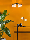 Där Orlena six-arm opal glass semi-flush ceiling light, UK version