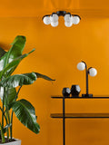 Där Orlena six-arm opal glass semi-flush ceiling light, UK version