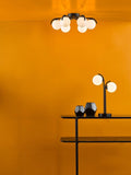 Där Orlena six-arm opal glass semi-flush ceiling light, UK version