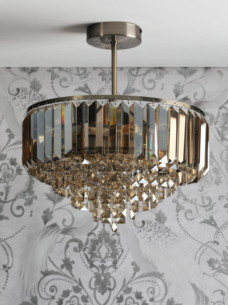 Laura Ashley Vienna semi flush ceiling light, champagne finish (British brand)