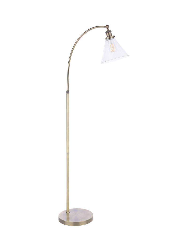 Laura Ashley Isaac floor lamp brass clear glass shade - British product