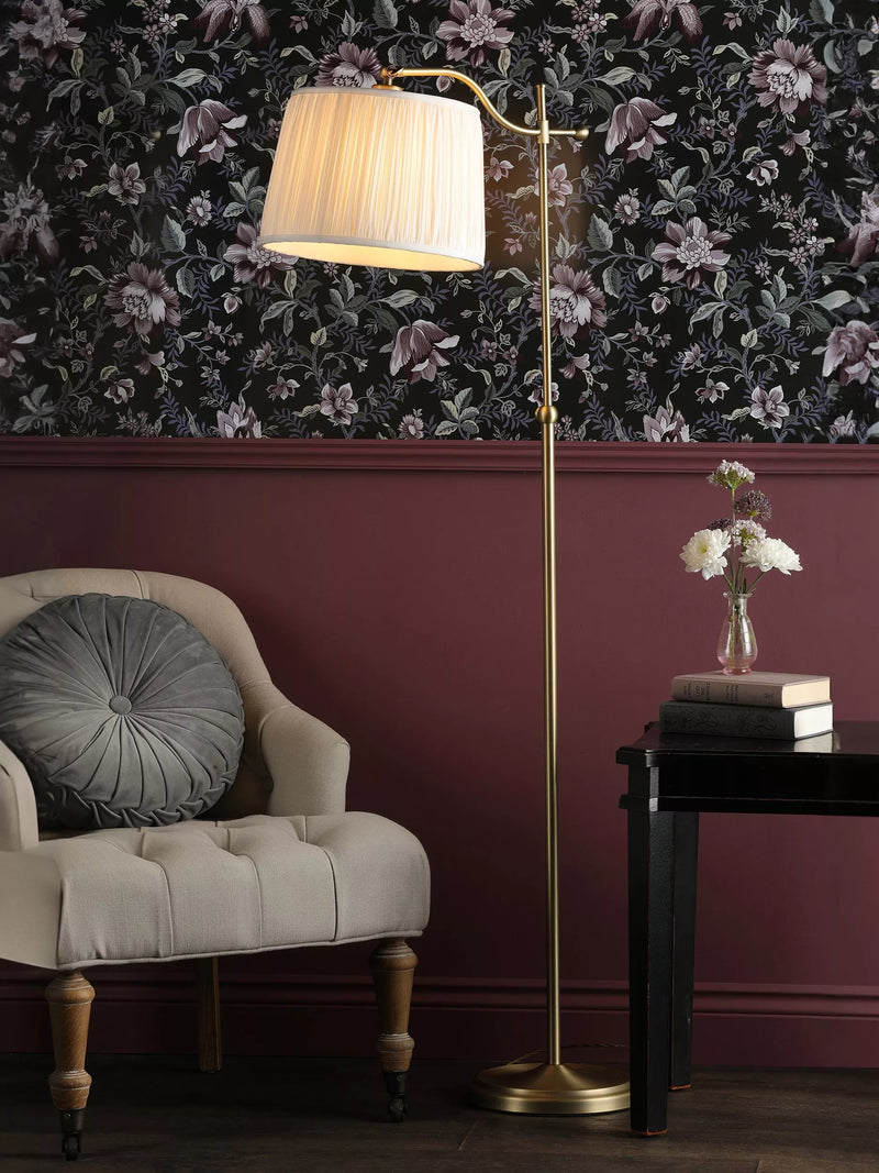 Laura Ashley gold task floor lamp with pleated shade, imported from the UK