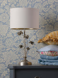 Laura Ashley Lyndale silver table lamp with drum shade, imported from the UK