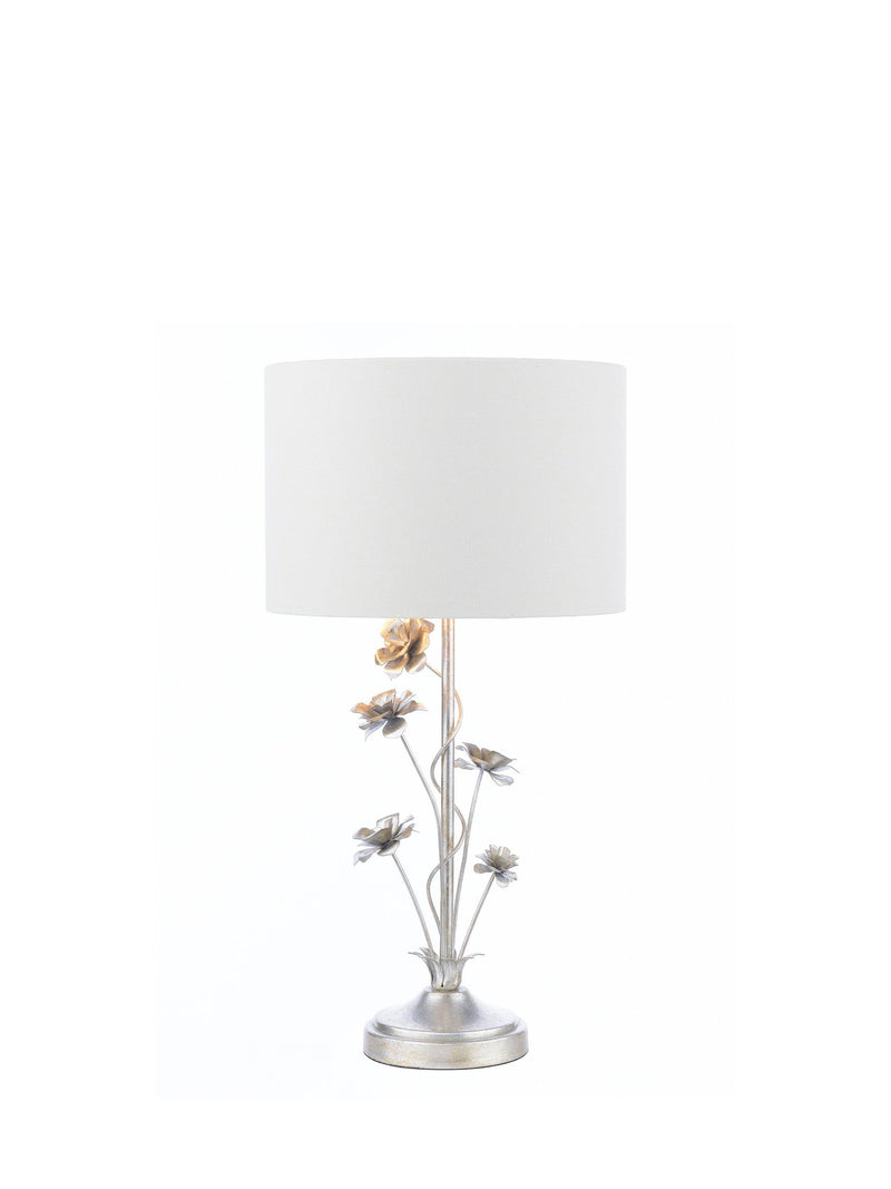 Laura Ashley Lyndale silver table lamp with drum shade, imported from the UK